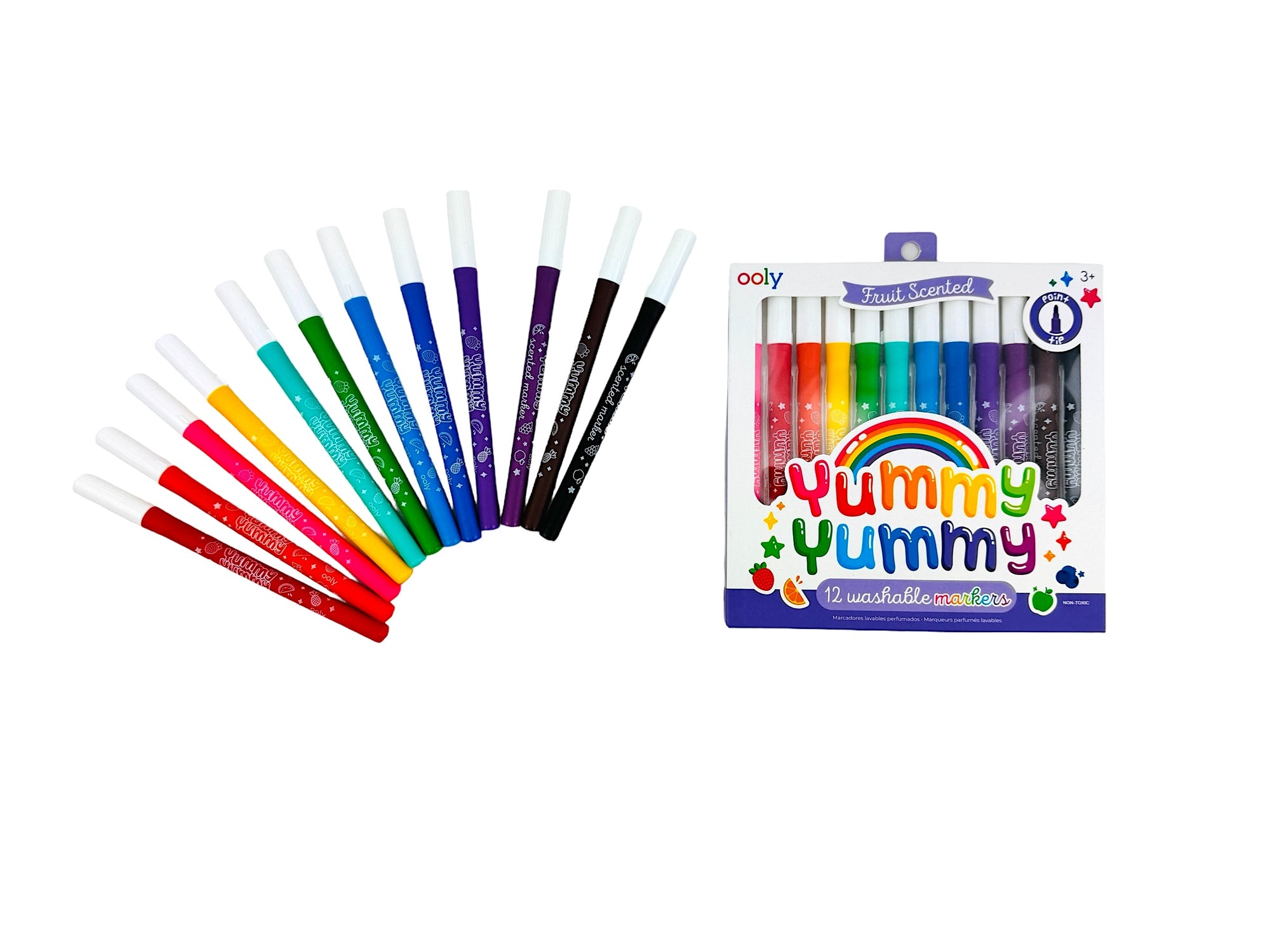 Ooly Yummy Yummy Scented Markers 12pk Regular pitcured on a white background