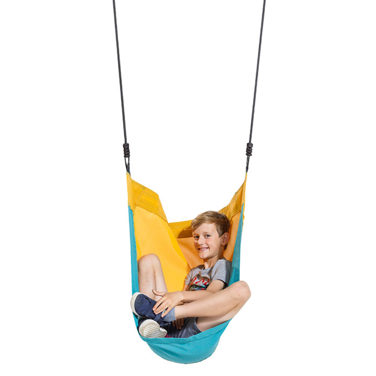 A young boy sitting in the KBT Cocoon Seat Swing
