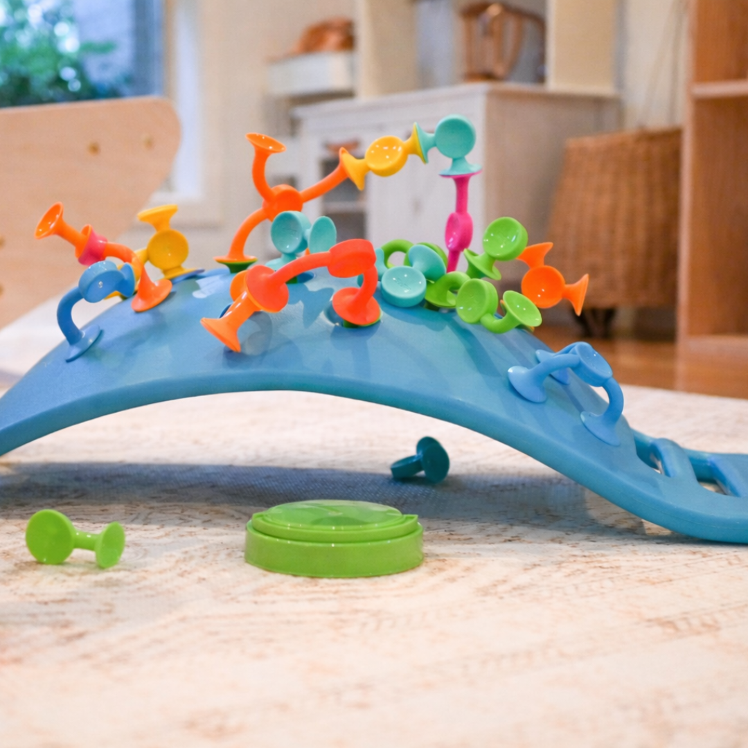 The Fat Brain Squigz pictured in a play area