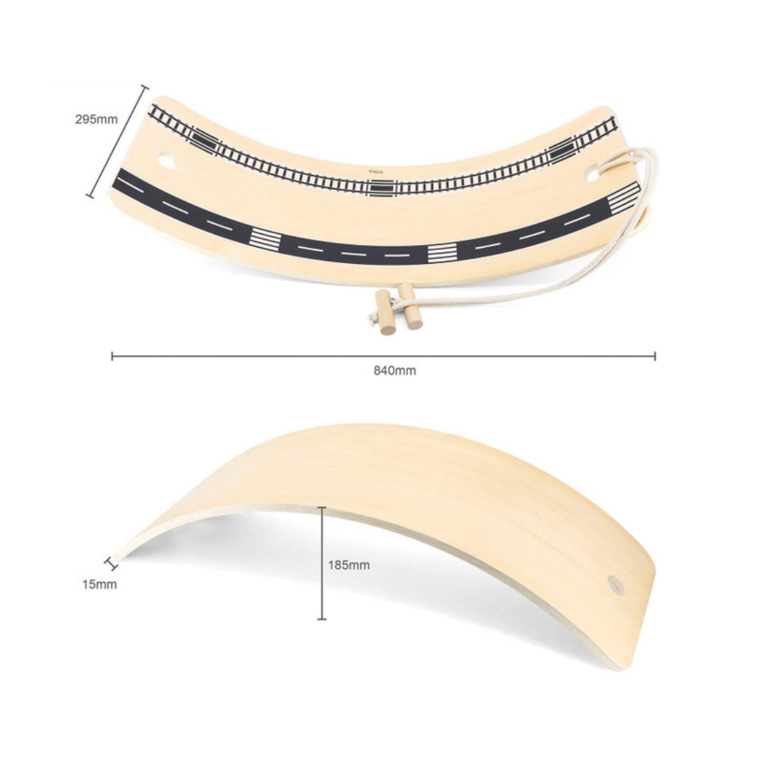 The VIGA Wooden Balancing Board with measurements