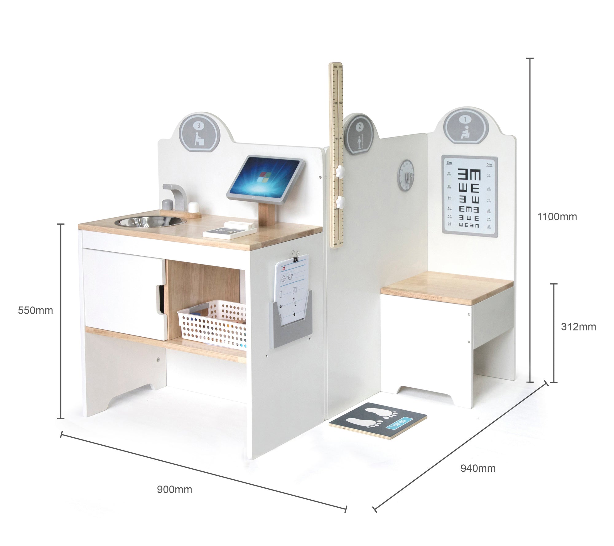 The Viga Medical Center pictured on a white background along with measurements  