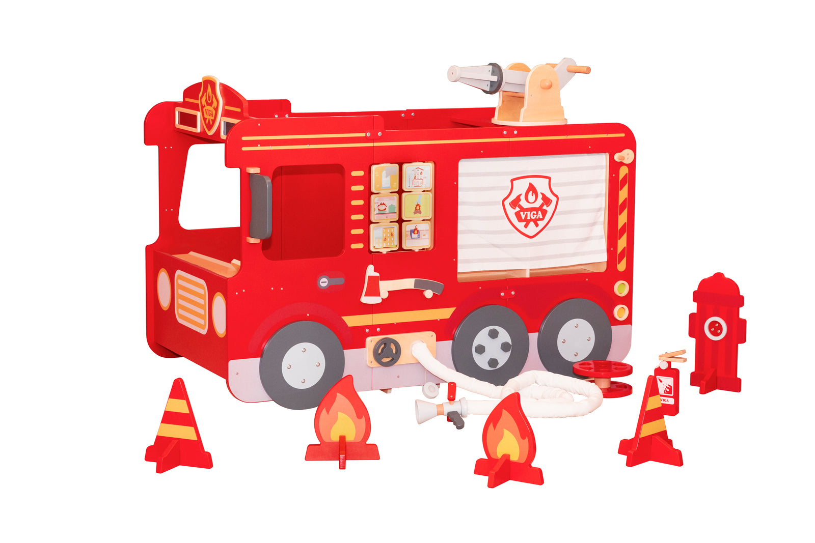 The Viga Super Fire Engine Set pictured on a white background