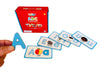 The blue cards from Alphabet Matching Flashcards and Magnetic Letters set pictured on white background