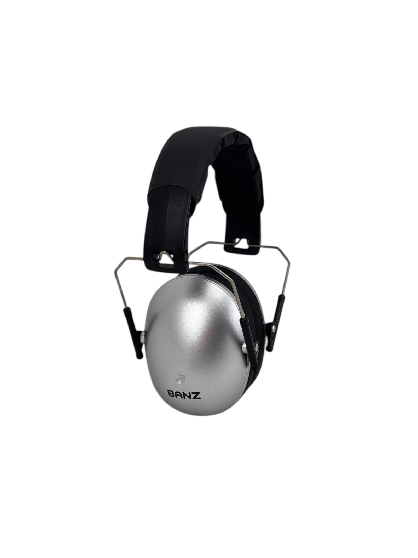 The Banz Kids Earmuffs - Silver pictured on a white background