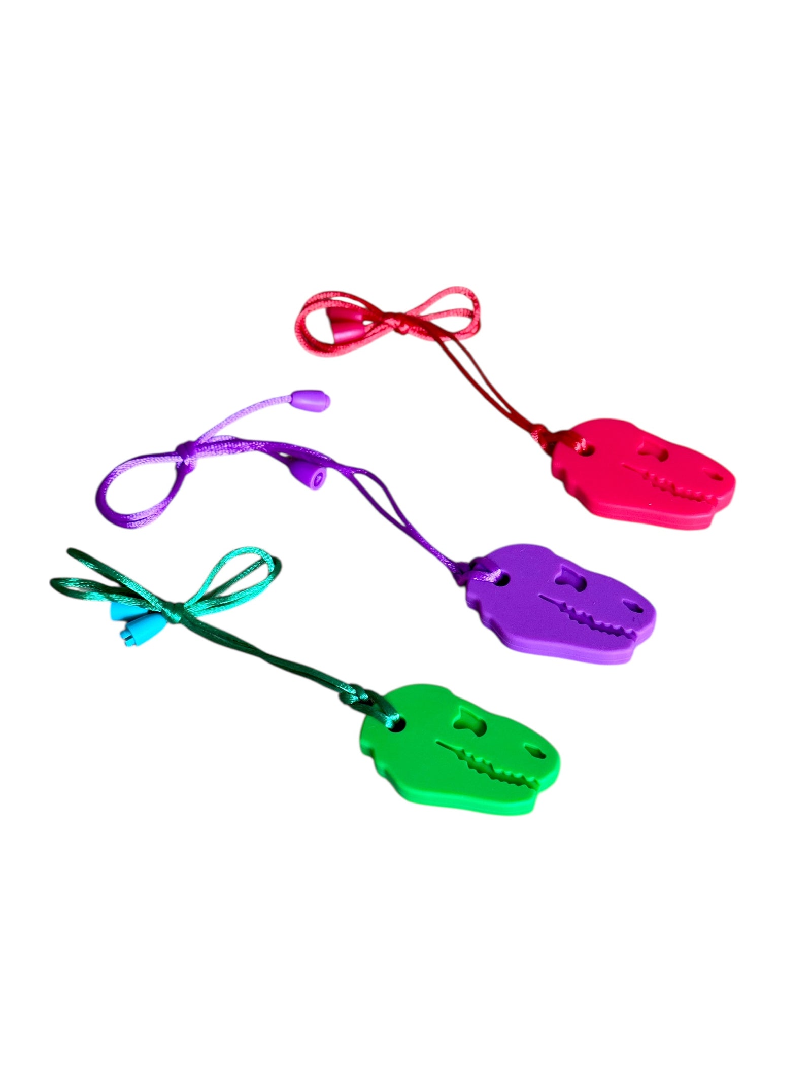 The green, purple and red Chewy Charms Necklace Chew - Dino