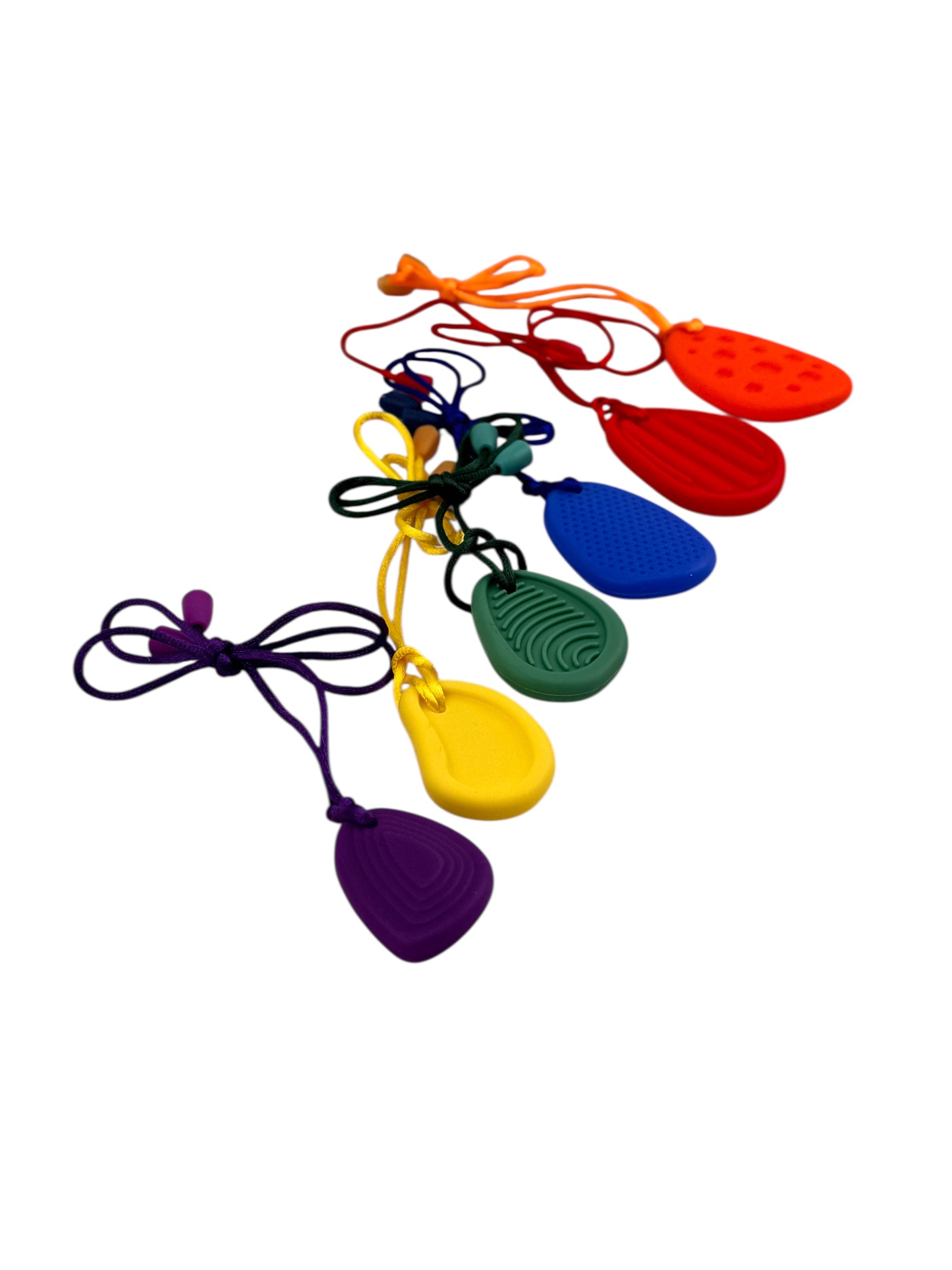 colourful Chewy Charms Necklace Chew - Worry Stones Pk6 pictured on white background