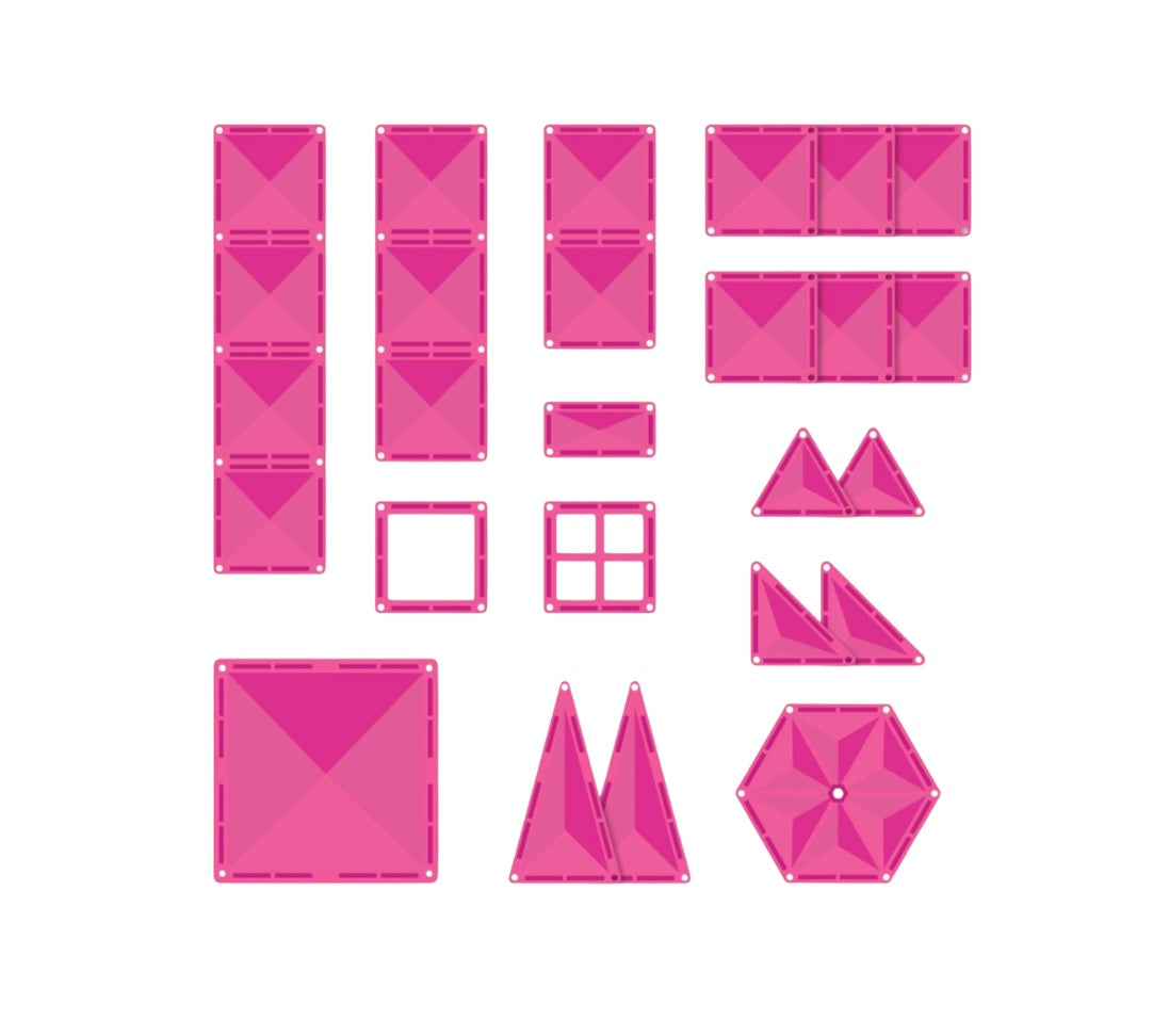 The set of pink Connetix Tiles - Charity Pack pictured on a white background