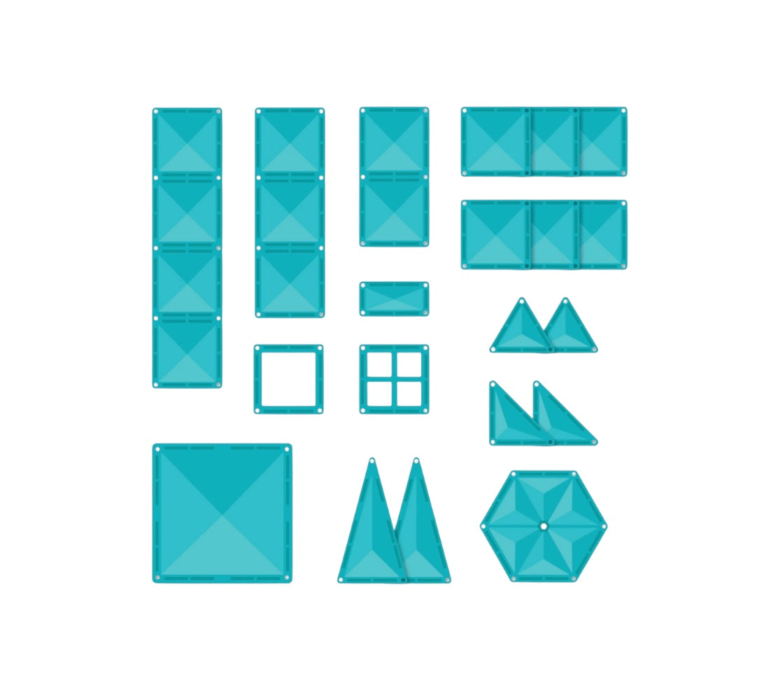 The teal Connetix Tiles - Charity Pack pieces pictured on a white background