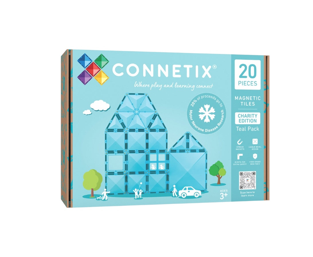 The teal Connetix Tiles - Charity Pack 20pc pictured on a white background