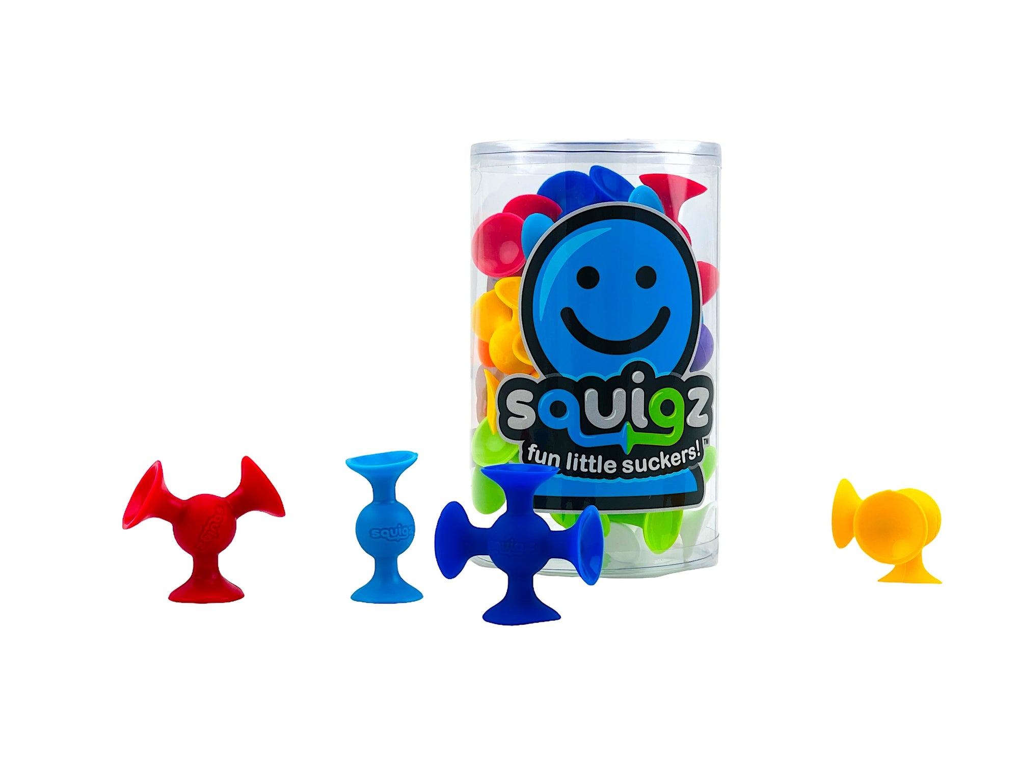 Fat Brain Squigz pictured on a white background