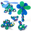 an assortment of creations made from the Clixo Crew Pack 30pc Blue/Green