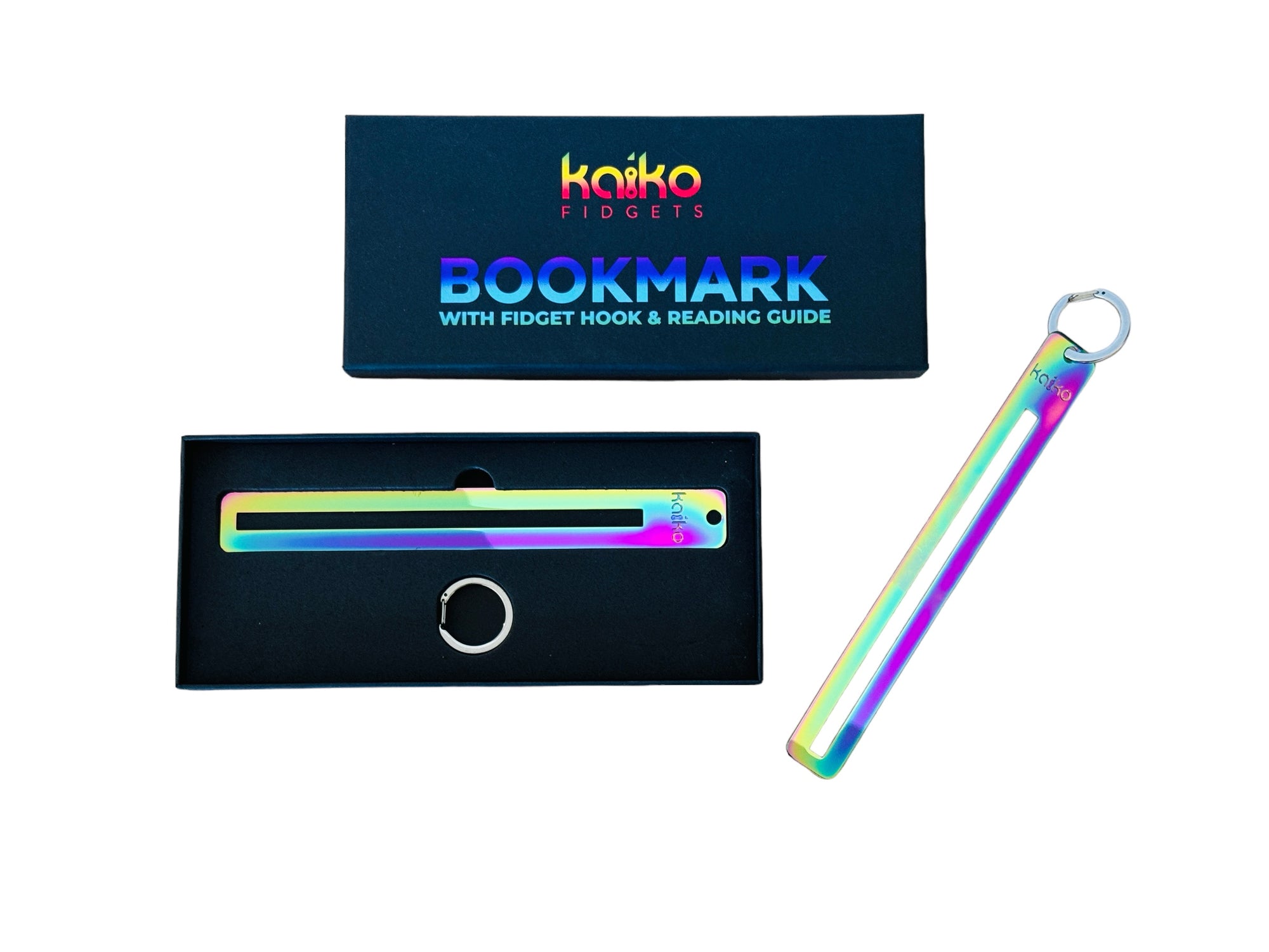 the Kaiko Bookmark Reading Guide pictured next to it's box on a white background