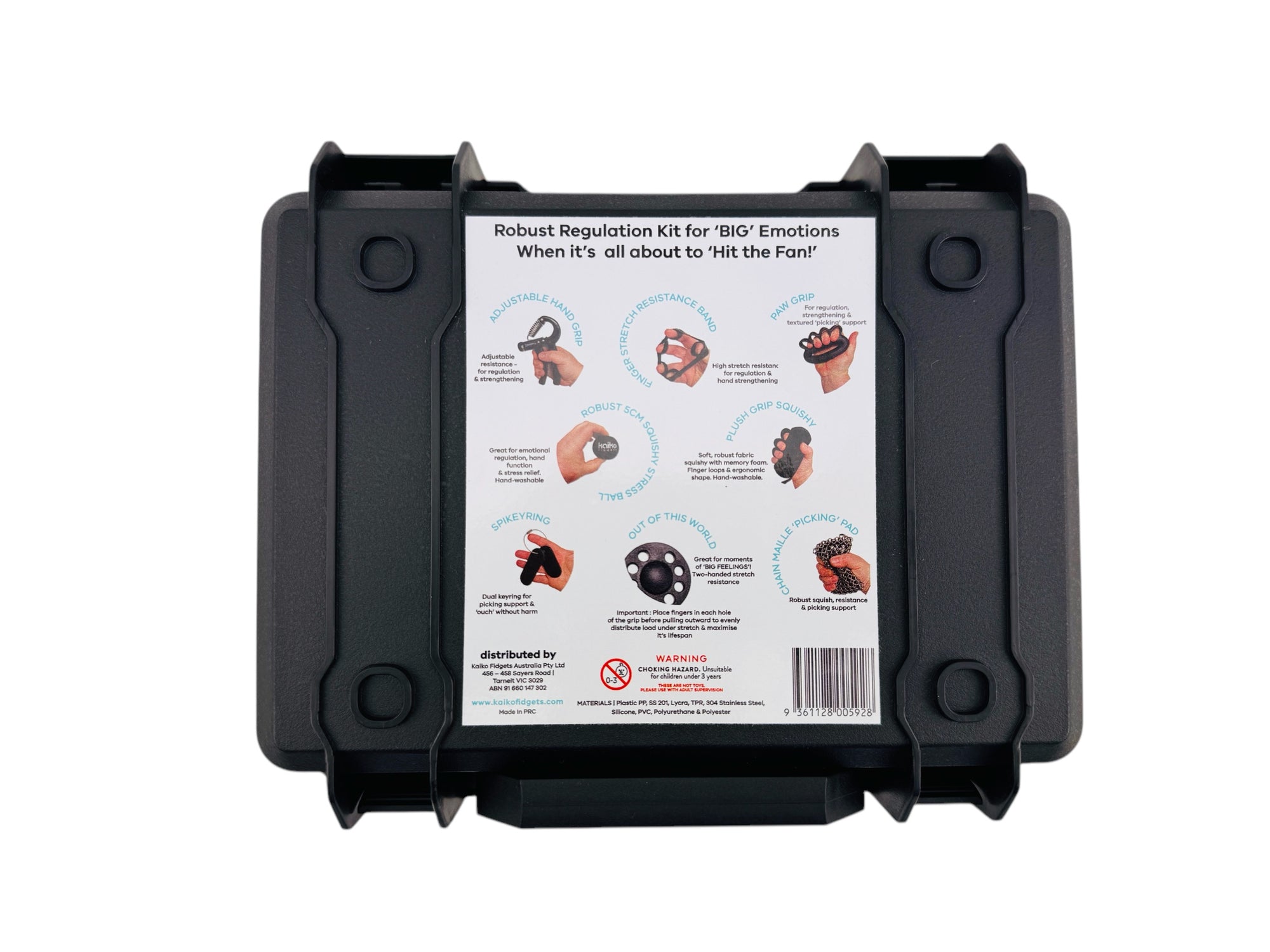 The back of the Kaiko Extreme Lost Your Shit Kit pictured on a white background