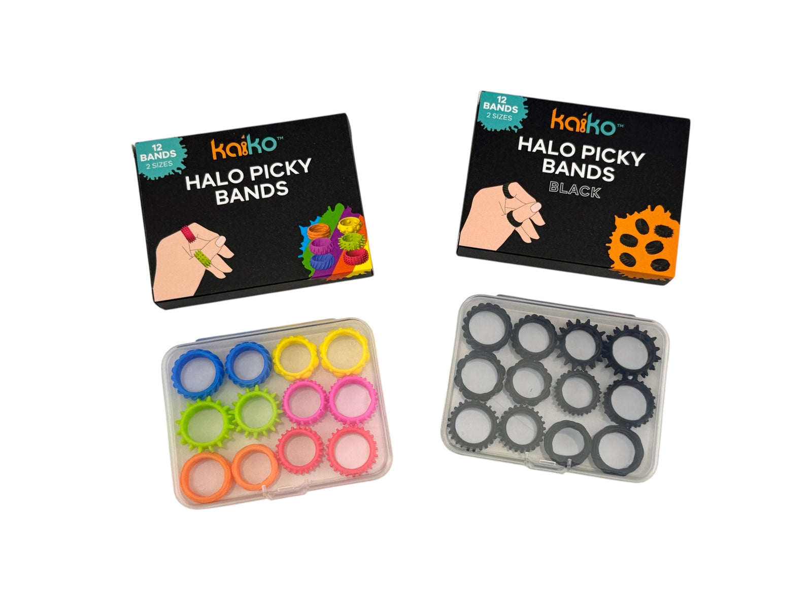 Two packages of Kaiko Halo Picky Bands on a white background