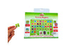 a hand holding a piece from the Monkey &amp; Chops Activity Magnets in front of it;s packaging