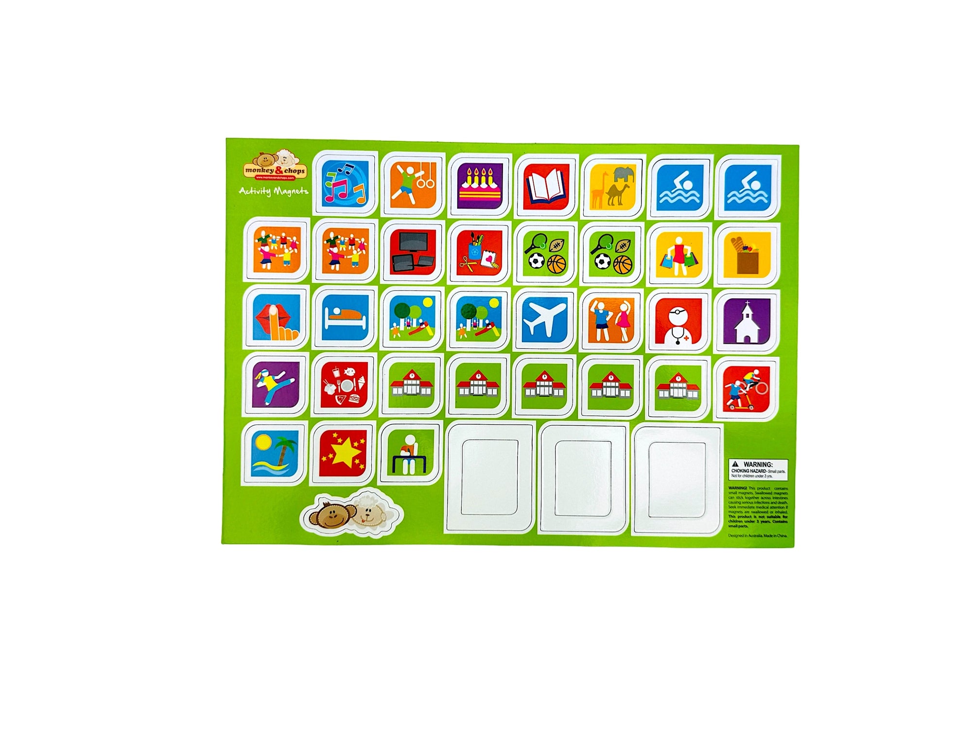 Monkey & Chops Activity Magnets pictured on a white background
