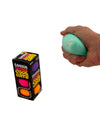 a hand squeezing the blue Nee Doh Teenie Cool Cats Stress Balls 