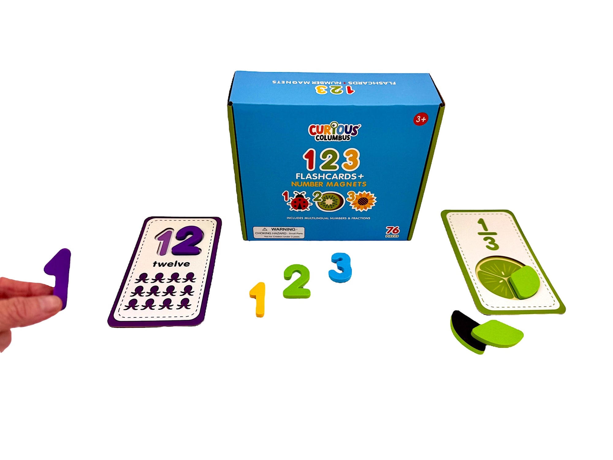 The Number, Counting and Fraction Matching Flashcards set pictured on a white background