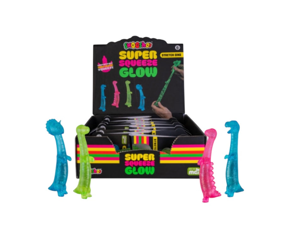 The Smooshos Super Squeeze Glow - Stretch Dino set pictured on a white background