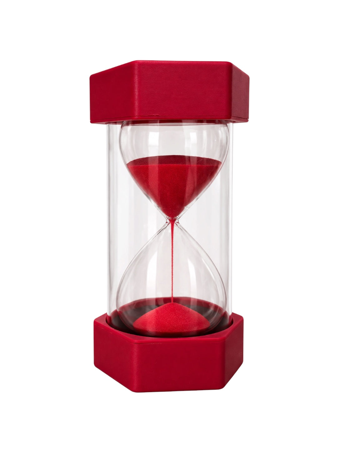 The red 2 minute Starfish Giant Visual Sand Timer pictured on a white background