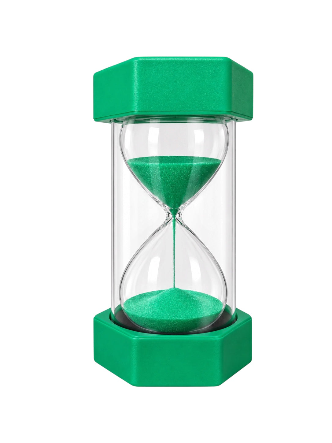 The green 1 minute Starfish Giant Visual Sand Timer pictured on a white background