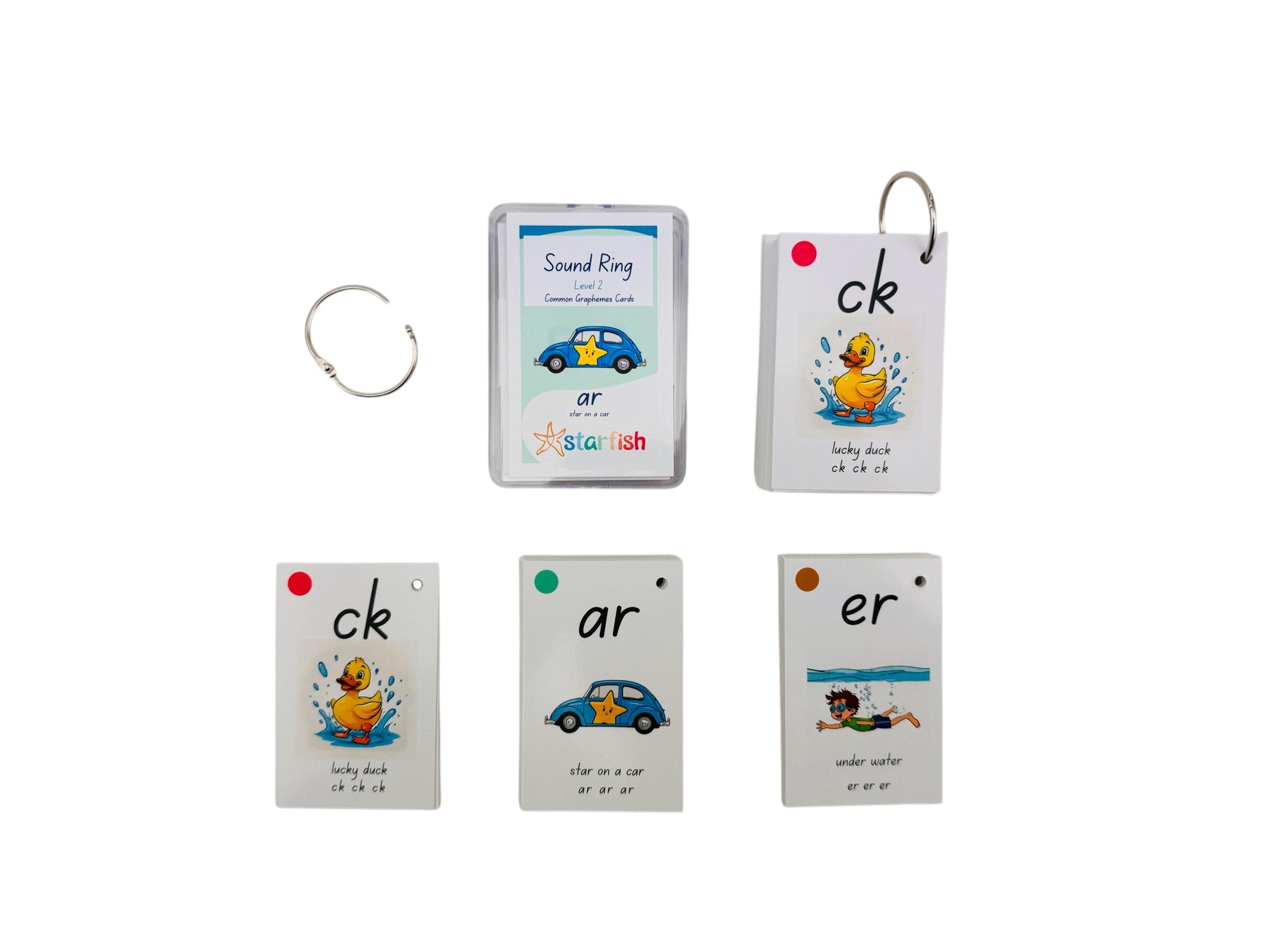 Set of educational flashcards with illustrations and text on a white background