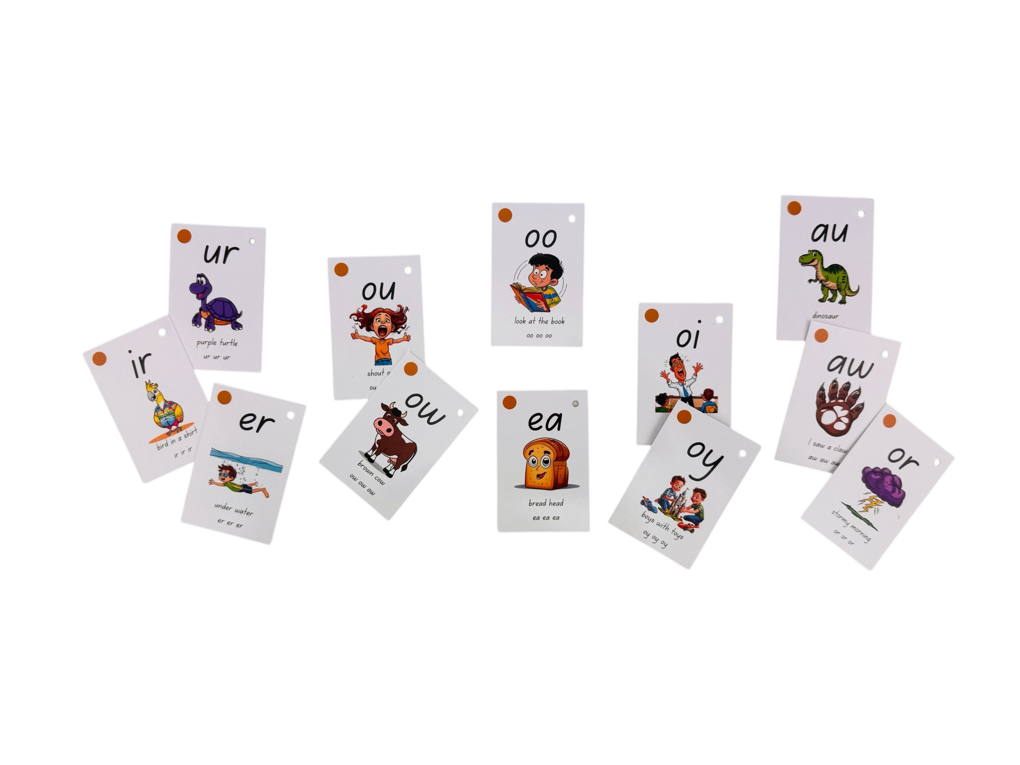 Set of Starfish Sound Ring - Level 2 cards with illustrations and phonetic sounds on a white background