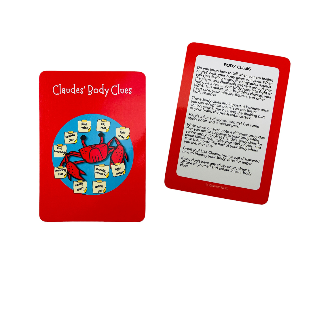 two cards from the Cool Tools Anger Management &amp; Self Regulation Cards pictured on a white background