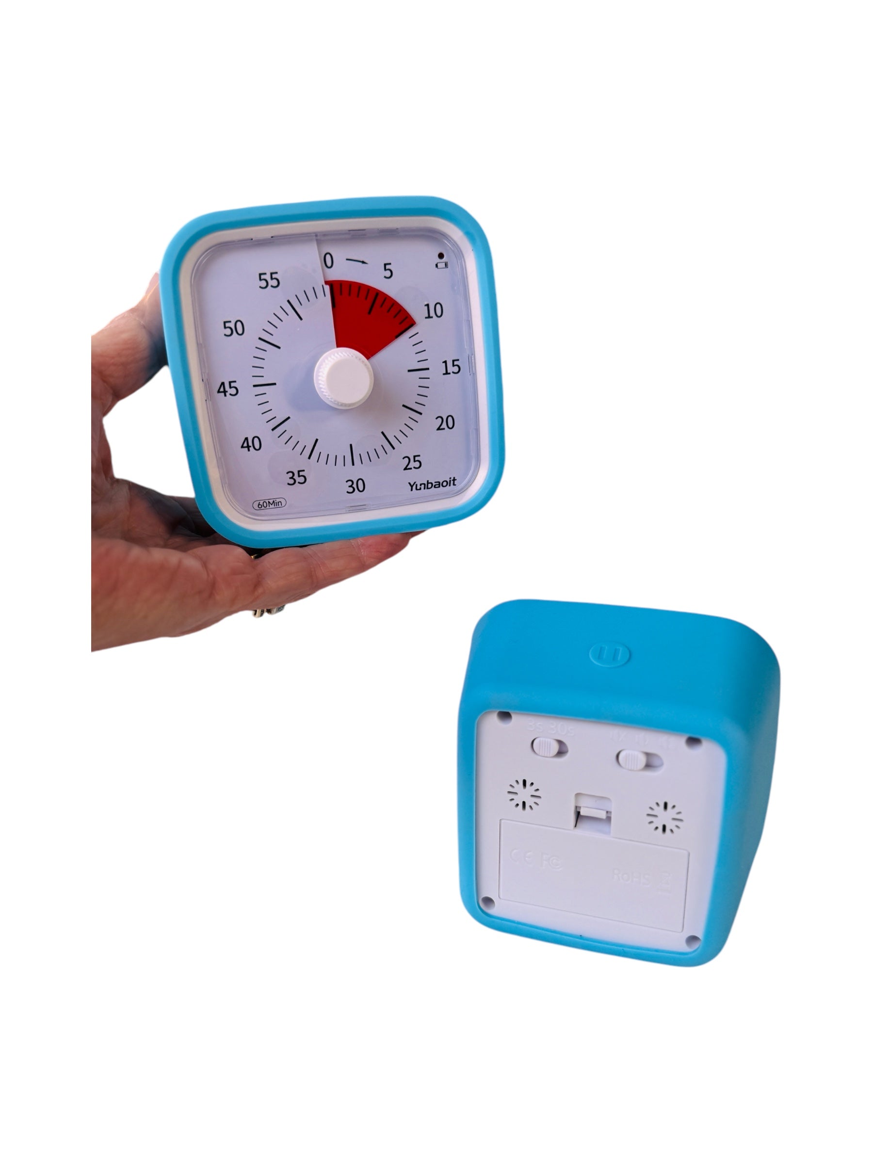 a hand holding the red EasyTime Visual Countdown Timer - Small