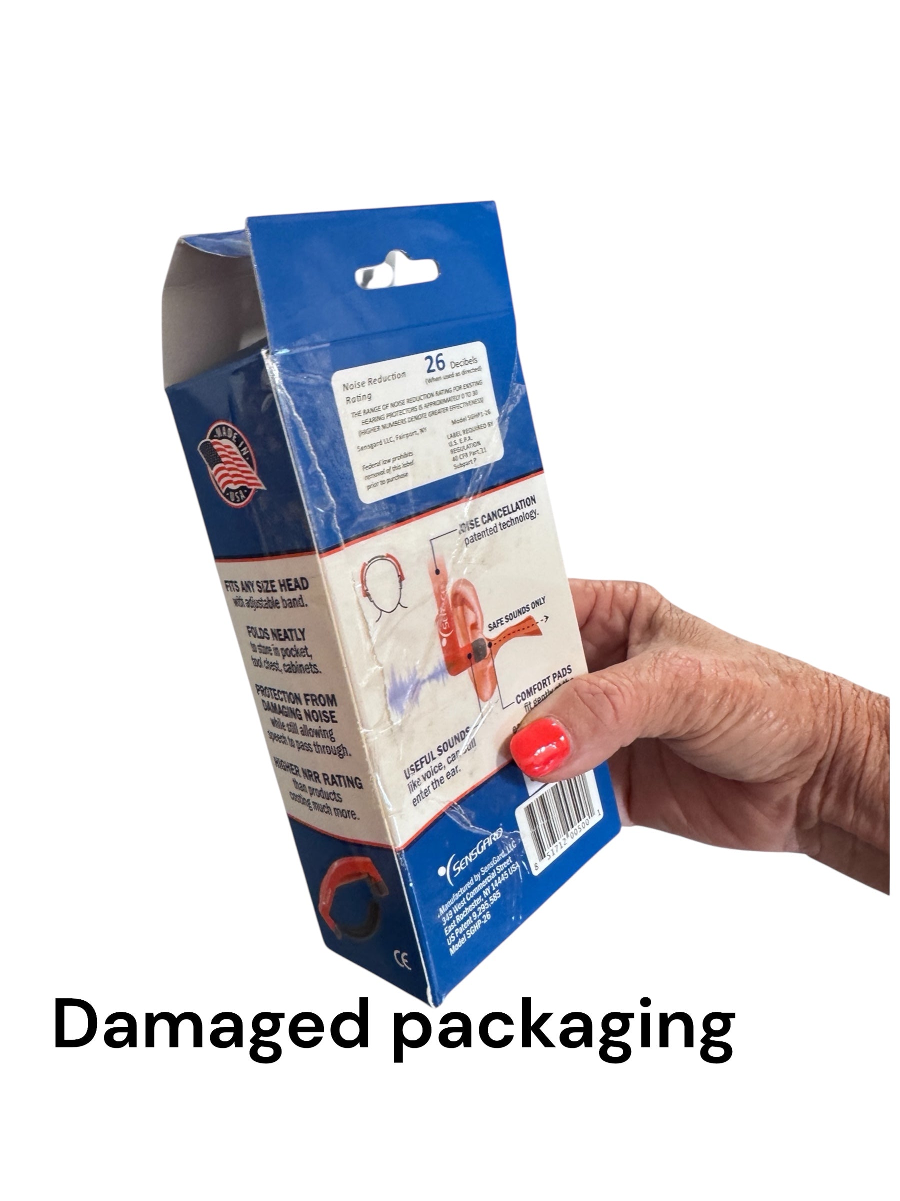 Sensgard Noise Reduction Headphone - damaged packaging