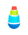 a green, blue and red Fat Brain TumbleRoos stacked on top of each other