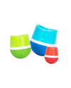 a green, blue and red Fat Brain TumbleRoos