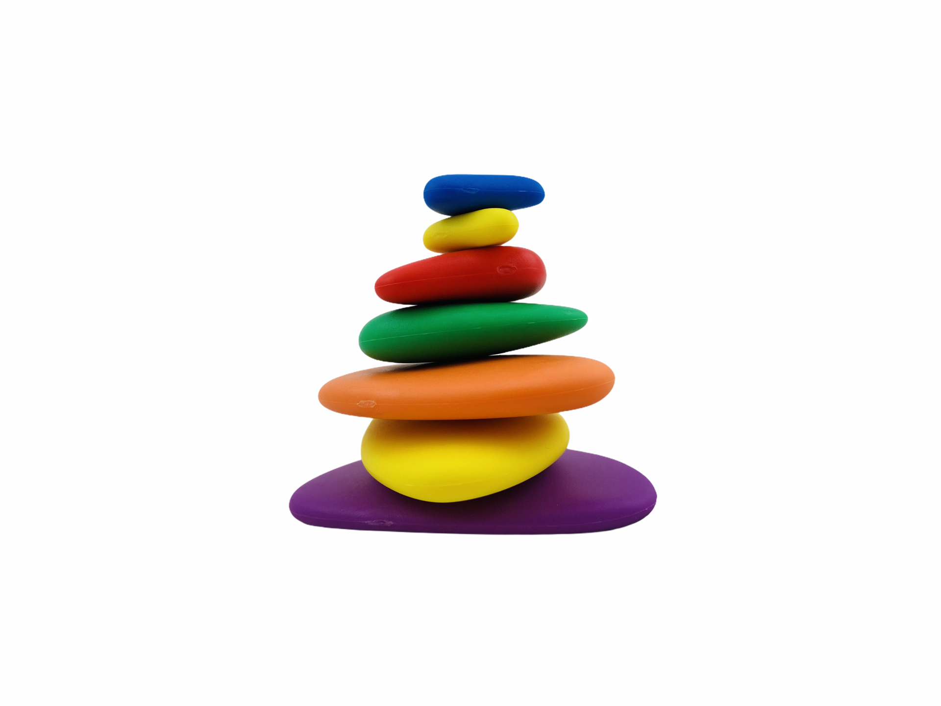 EDX Rainbow Pebbles Classroom Set with 7 different coloured pebbles stacked on top of each other in size order