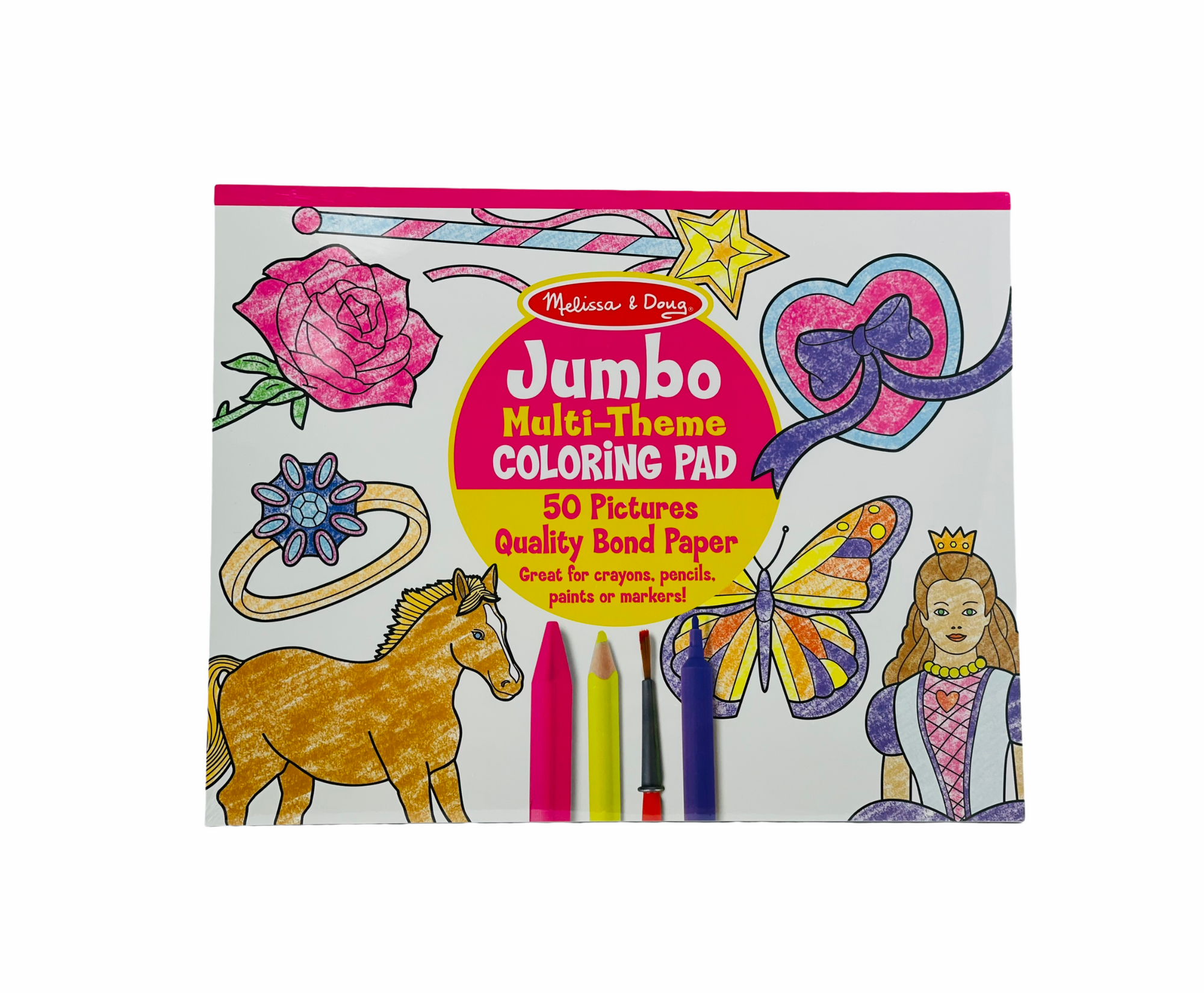 the Jumbo Colouring Pad - multi them/pink on a white background
