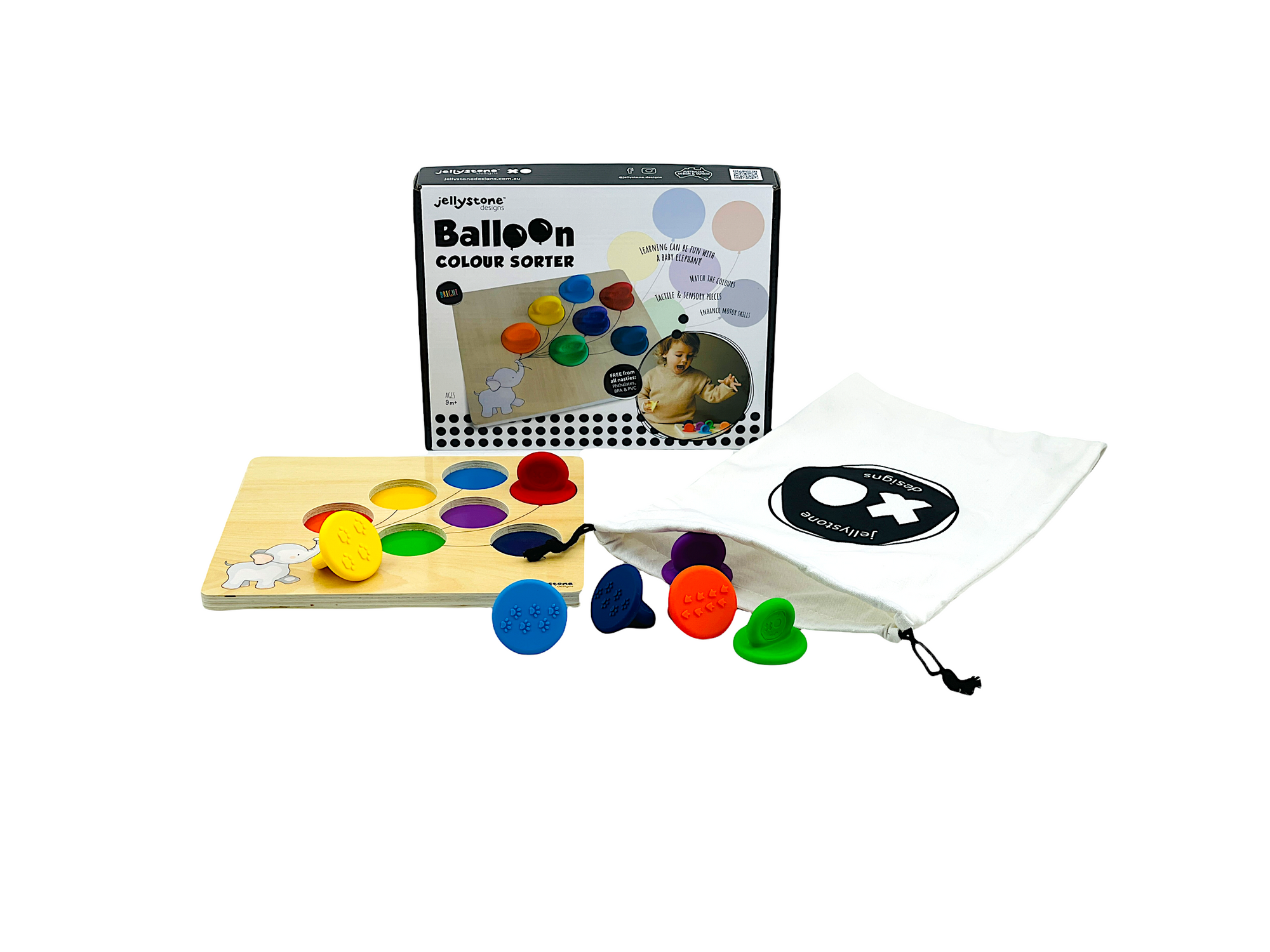 the rainbow Jellystone Balloon Colour Sorter on display will all contents in front of box