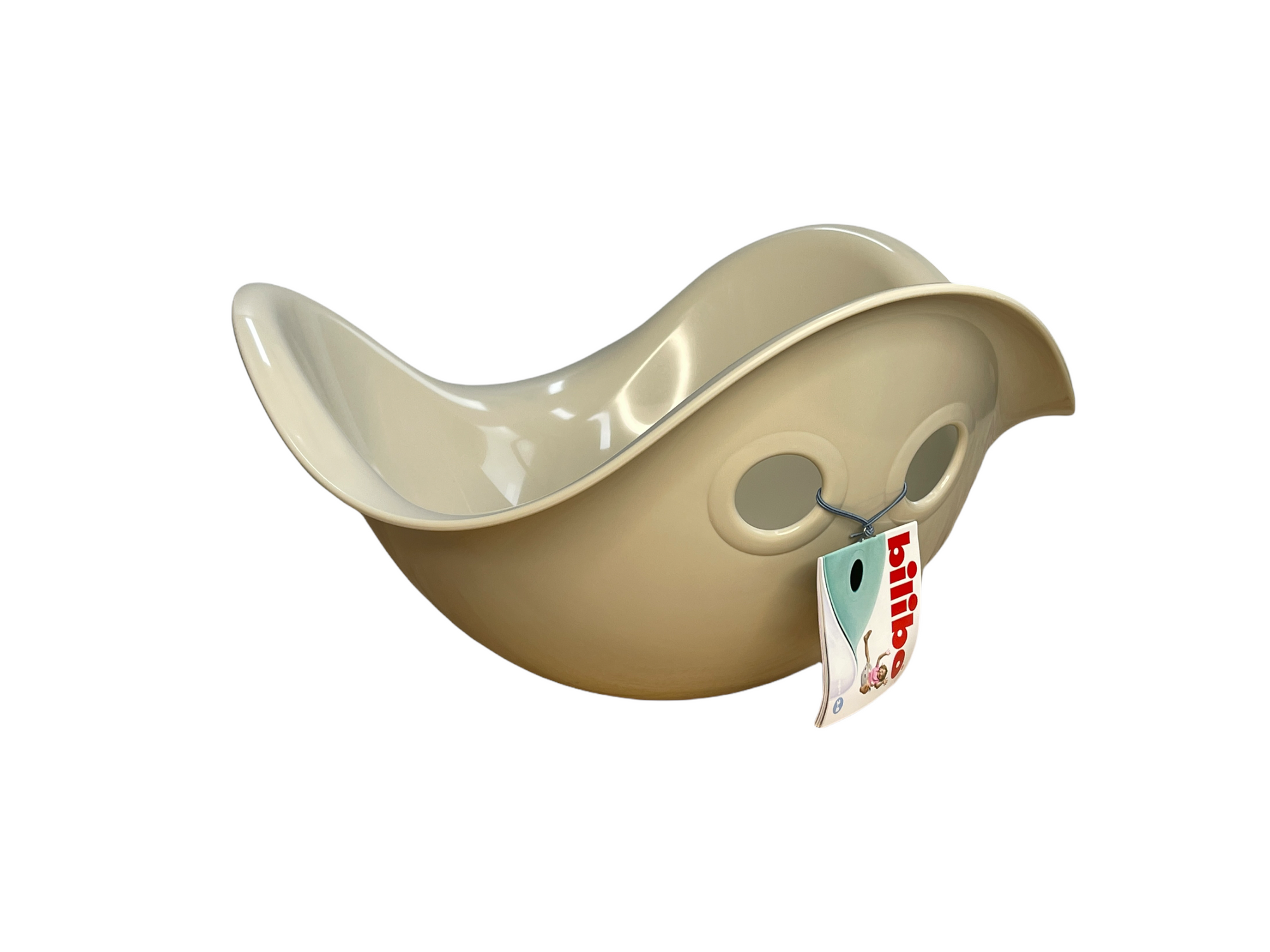 the pastel baby pink Bilibo on a white background