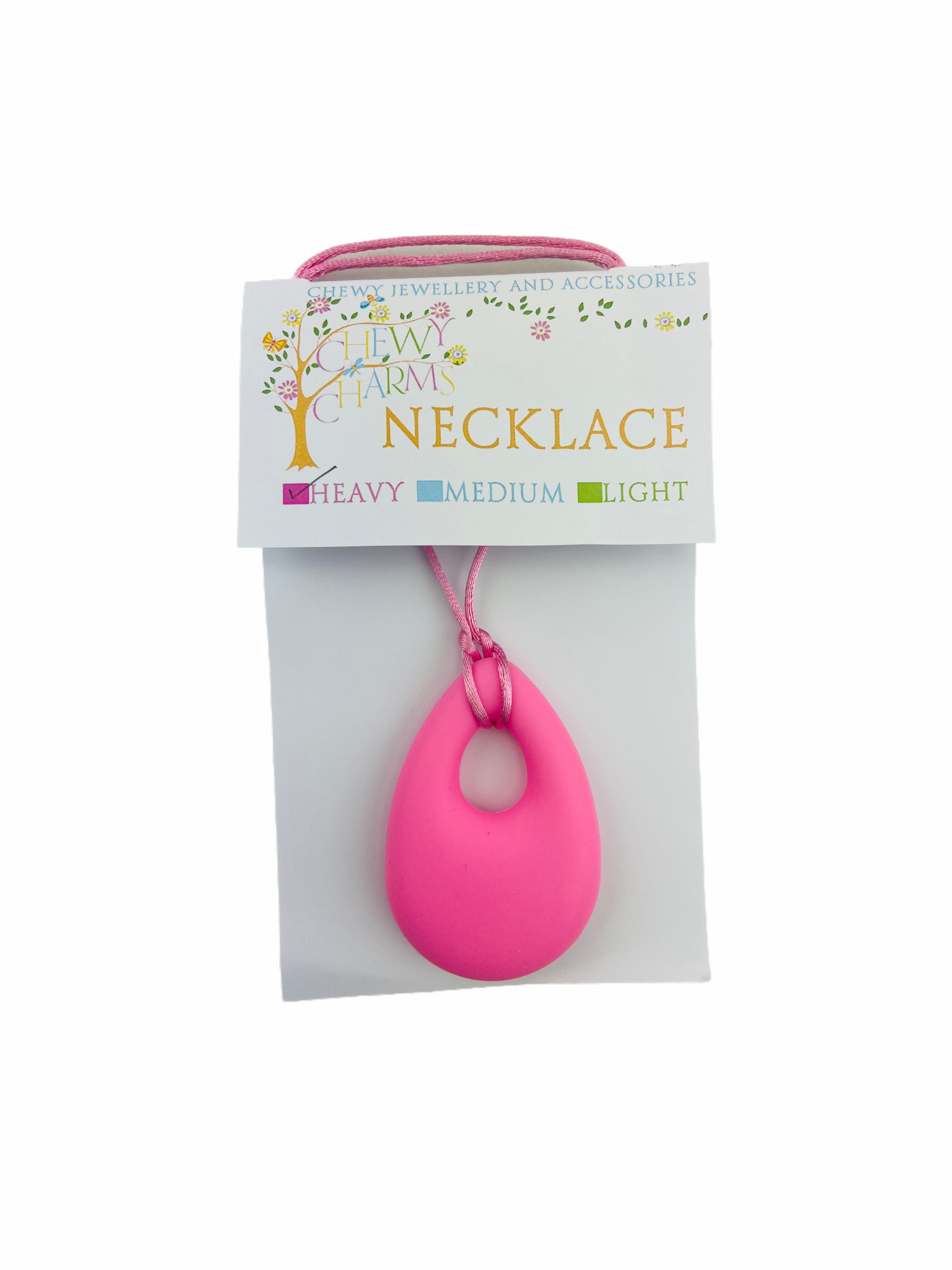 Chewy Charms Pink tear drop pendant necklace in packet