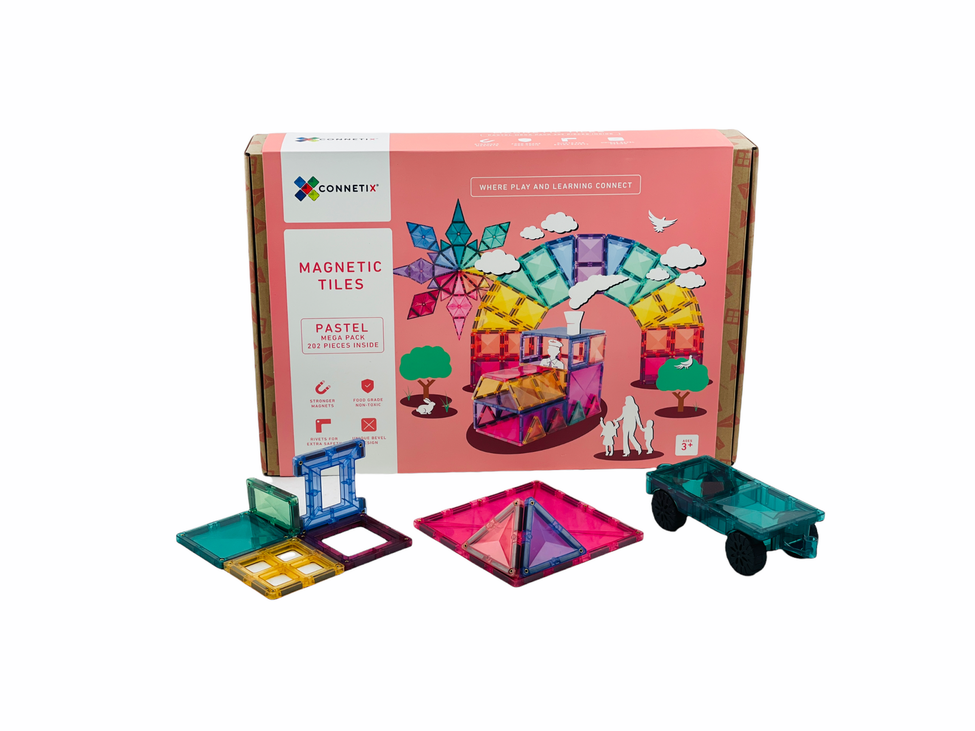 Connetix Magnetic Tile Mega Pack Pastel 202 Pieces