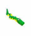 Crooked Croc Fidget crocodile toy in green and yellow on white background