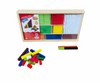 Fun Factory Cuisenaire Rods packed away in storage case with coloured rods placed in front on white background