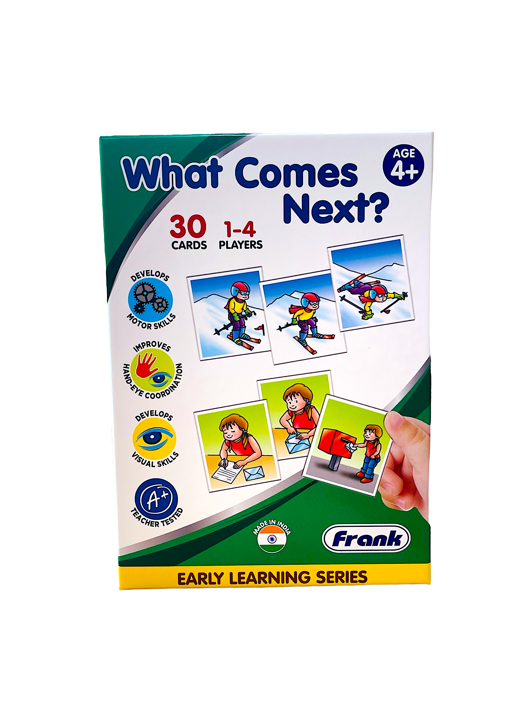 the Frank Early Learning Series - What Comes Next? box on a white background