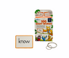 Eeboo 100 Sight Words - Level 1 with a card displaying the word &#39;know&#39; in front of packaging box on white background