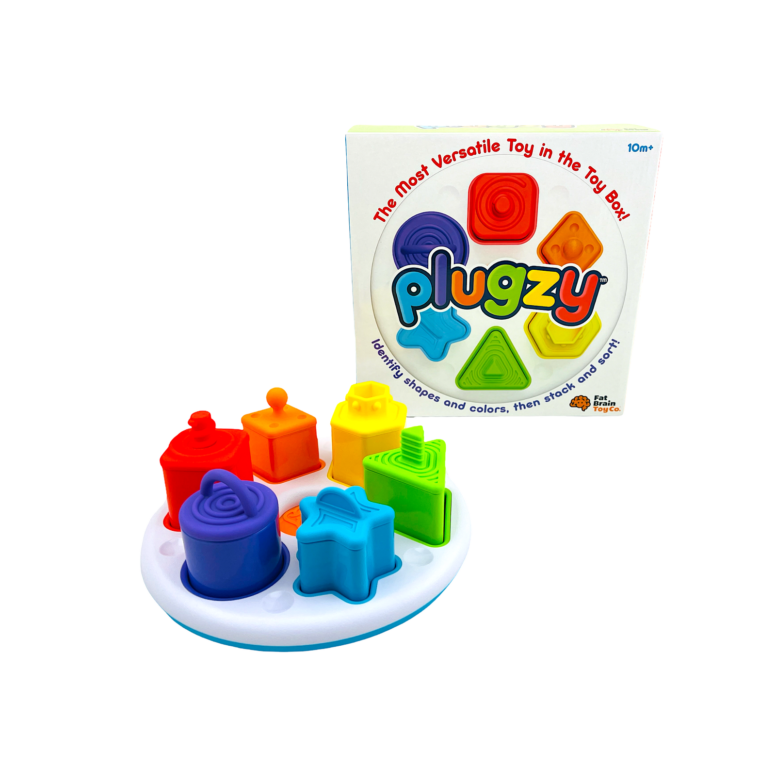 the Fat Brain Plugzy on display in front of it's box