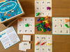 Sea Life Sight Words Bingo placed out on table with four word cards and all the sea life creatures