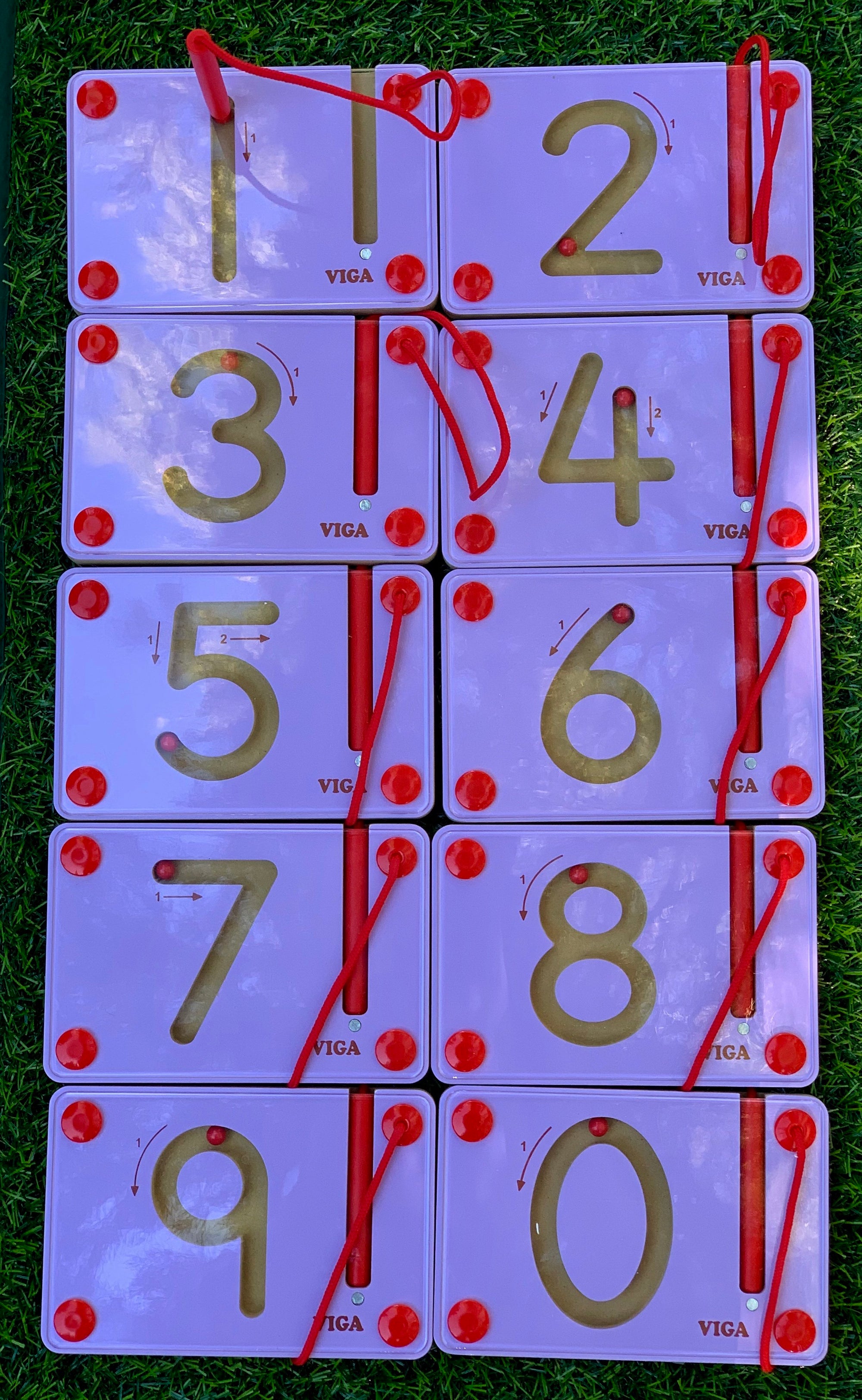 viga Magnetic Tracing numerals laid out on the grass