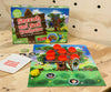 Smoosh and Seek Treehouse game n display with tokens, draw string bag and board game in front of box