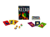the Kezao Card Game on display with the cards and dice in front of it&#39;s box