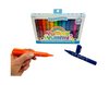 a hand holding the orange yummy yummy marker in front of the Ooly Yummy Yummy Scented Markers 12pk