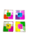 the four 4 Square Liquid Timers sitting next to each other on a white background