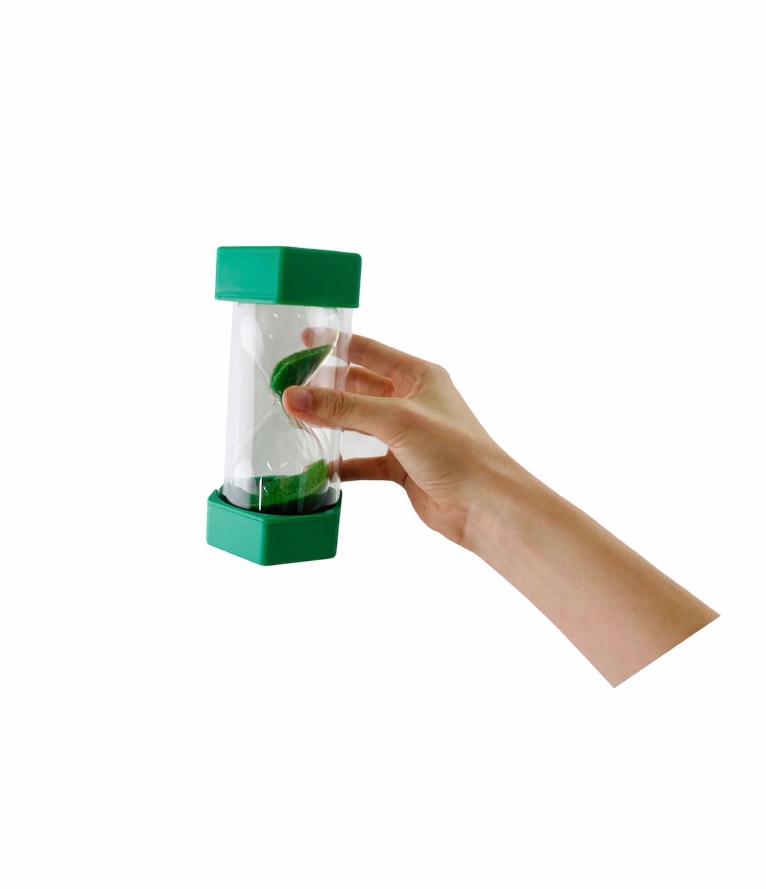 Hand Holding Giant Green 1 minute Sand Timer